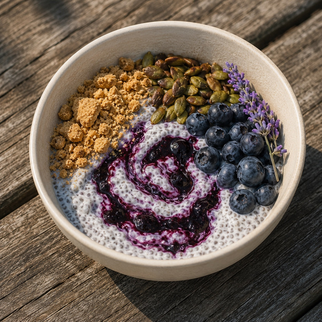 Blueberry Lemon Lavender Cheesecake Chia Pudding